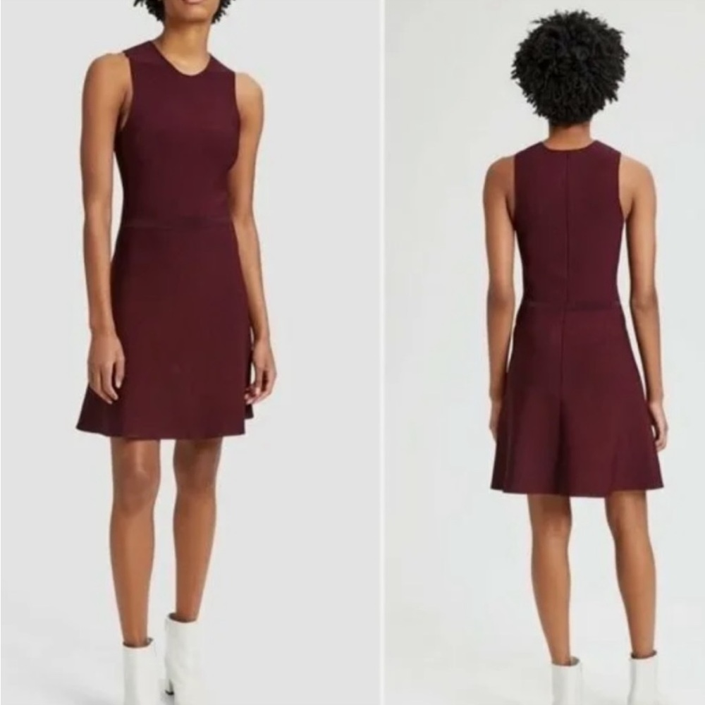 Theory Marl Fit & Flare Dress Sleeveless Burgundy Sz S
